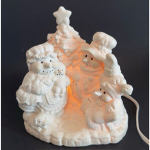JC Penney Home Collection, Porcelain Snowman Family Night Light 1990s Tested VTG